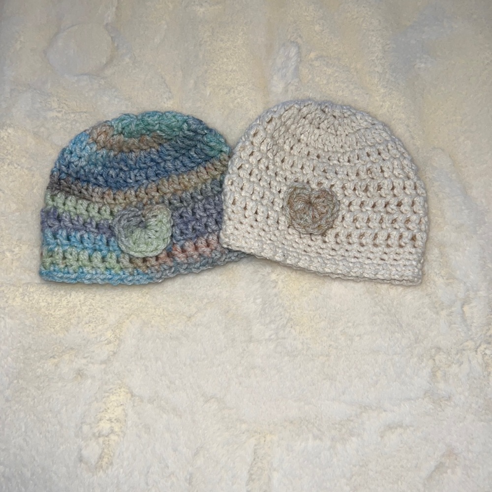Heart Beanie, Size 0-3 months, Handmade Crochet Hats